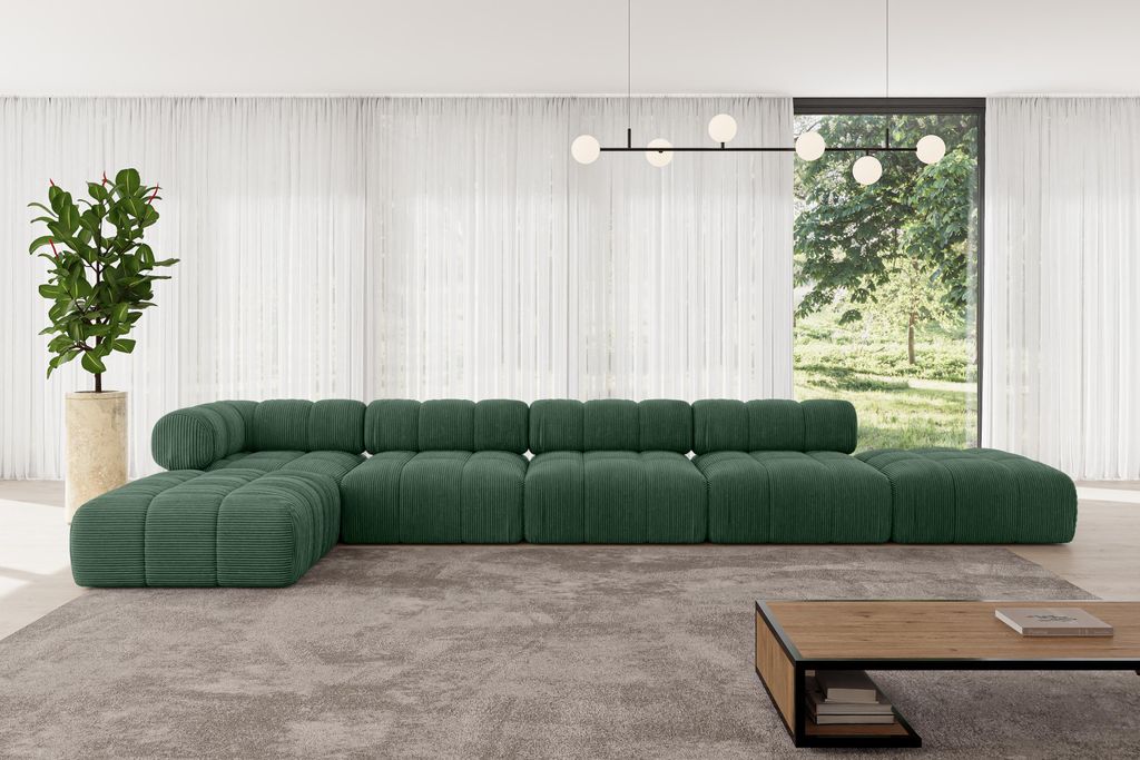 ALTDECOR Modulares Sofa Ecksofa in L-Form - Kerru-L3 - 475x190x70 cm Grün universal, links/rechts Corner modular Sofa Eckcouch Couch Wohnlandschaf...