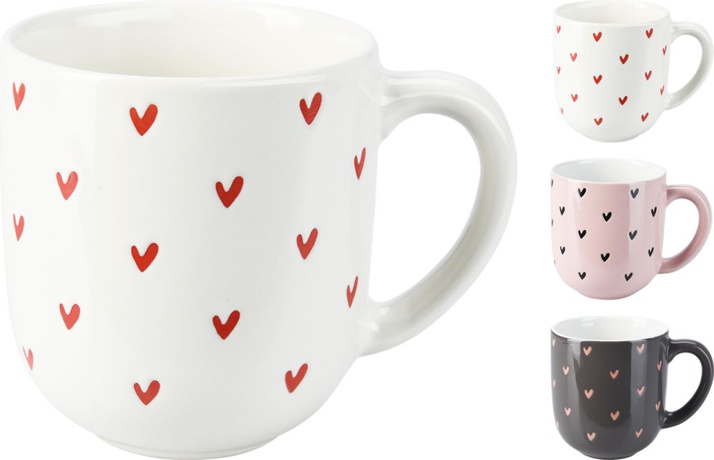 Mug en céramique avec des coeurs 300ml coloré Image du produit 