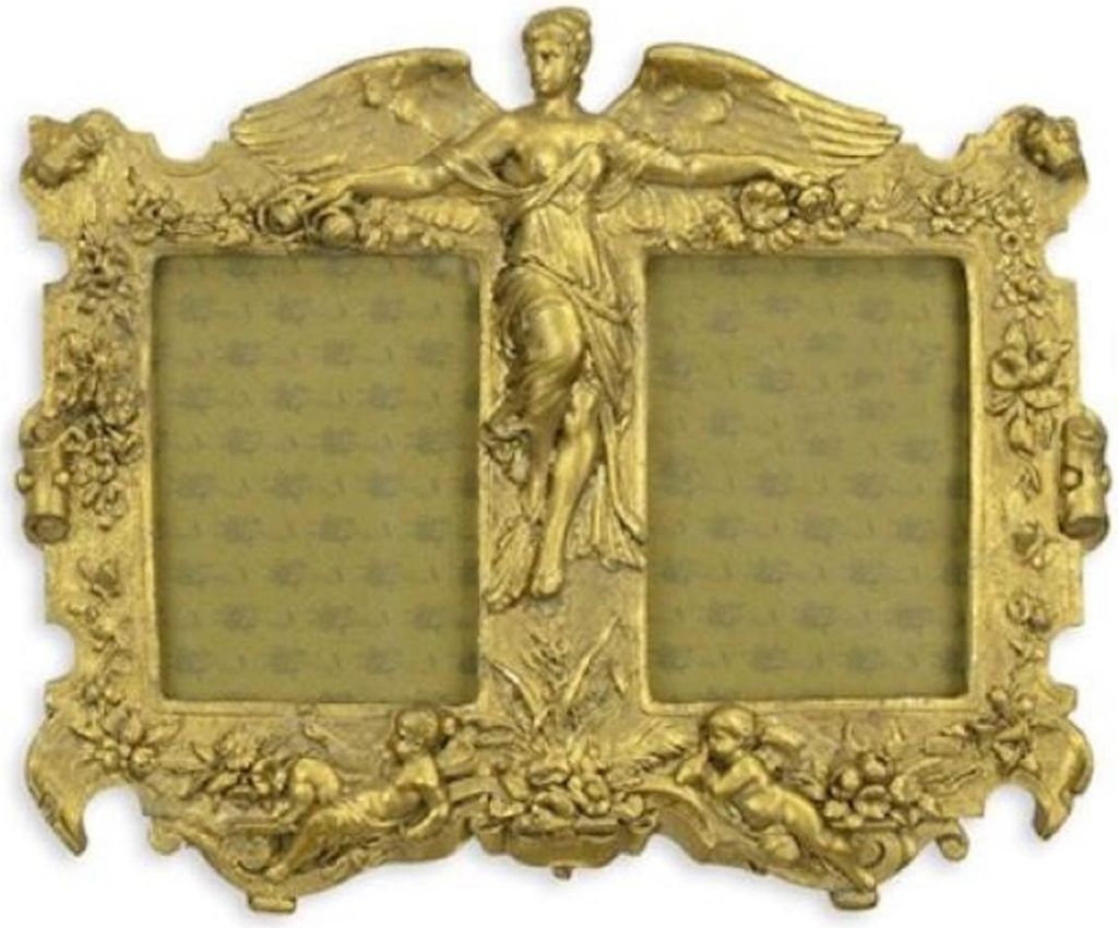 Casa Padrino Barock Doppel Wand Bilderrahmen Engel Gold 32,3 x H. 26,8 cm - Antik Stil Bilderrahmen - Barock Wanddeko - Deko Accessoires im Barocks...