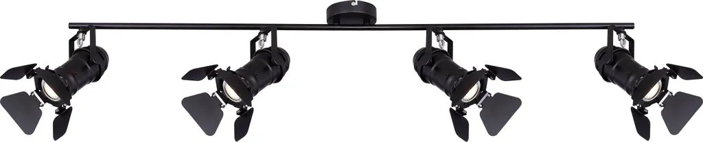 Projecteur Métal Noir 4 Spots GU10 Globo - Éclairage Orientable Design - 4