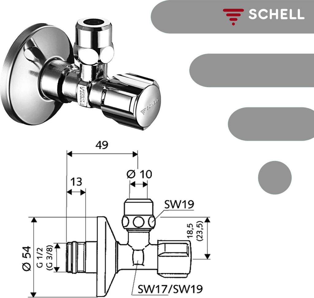 Schell Eckregulierventil COMFORT chrom, mit ASAG 1/2" x Produktbild 4