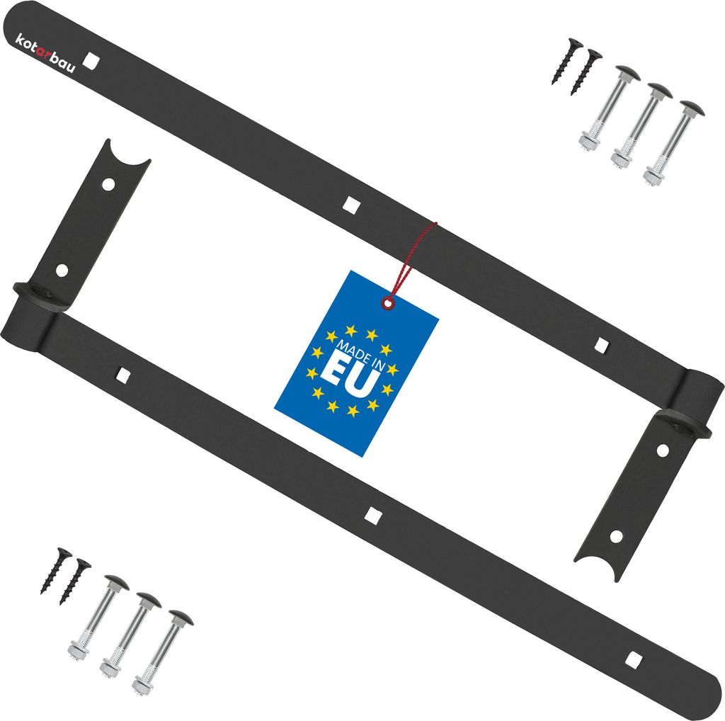 KOTARBAU 2er Set Ladenband schwarz 500 mm Kreuzgehänge pulverbeschichteter Stahl Türband Holztür Band Fensterladen Holz Tor Scharniere Schwerl...