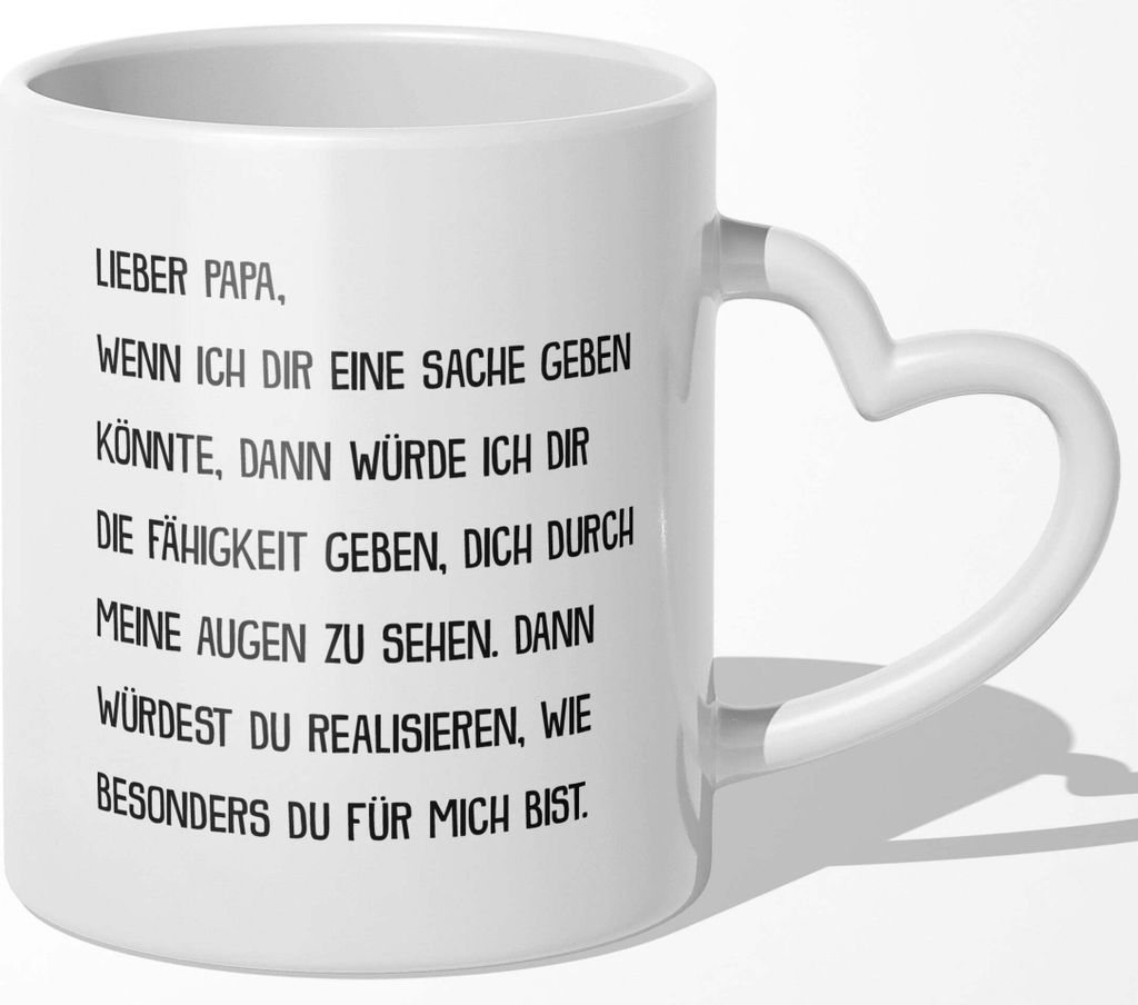 22Feels Papa Geschenk Vatertag Vater Tasse Geburtstag Kaffeetasse Männer Haferl Weihnachten Herrentag Beste Eltern (Herzhenkel Weiss)