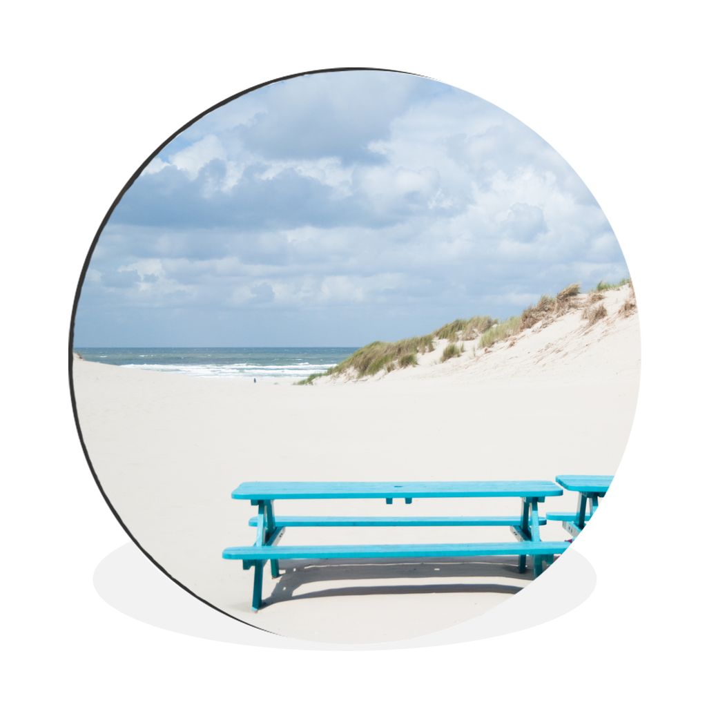 MuchoWow Aluminium Wandkreis Blaue Bank auf der Insel Terschelling Ø 60 cm Wanddeko Modern Wohnzimmer - Wand Kreis - Wandbild - Schlafzimmer - A...