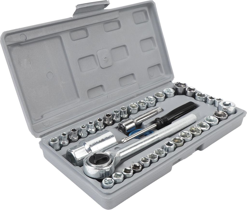 40-teiliger metrischer SAE-Steckschlüsselsatz, effizient, universell passend für 1/4 Zoll und 3/8 Zoll Antrieb für die Reparatur von Kraftfahrze...