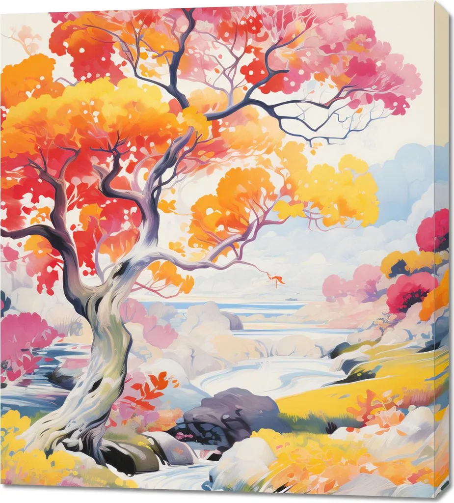 Tableau Image 90 x 100 cm Paysage dansant - Toile Décorative Murale