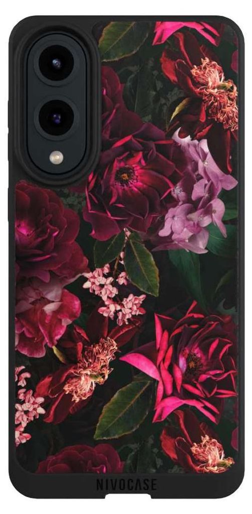 NIVOCASE Handyhülle für Samsung Galaxy S25 Edge Hülle NIVOpure Case Schwarz Blumen Blüte Rose