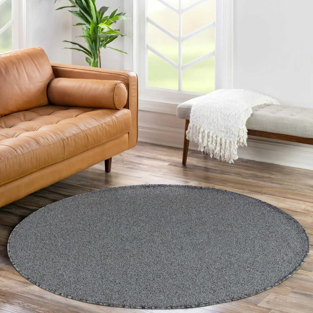 Homebyhome Teppich Wohnzimmer Kurzflor Uni Design, Pflegeleicht & Modern, Für Schlafzimmer Flur, Grösse: 160 cm Rund
