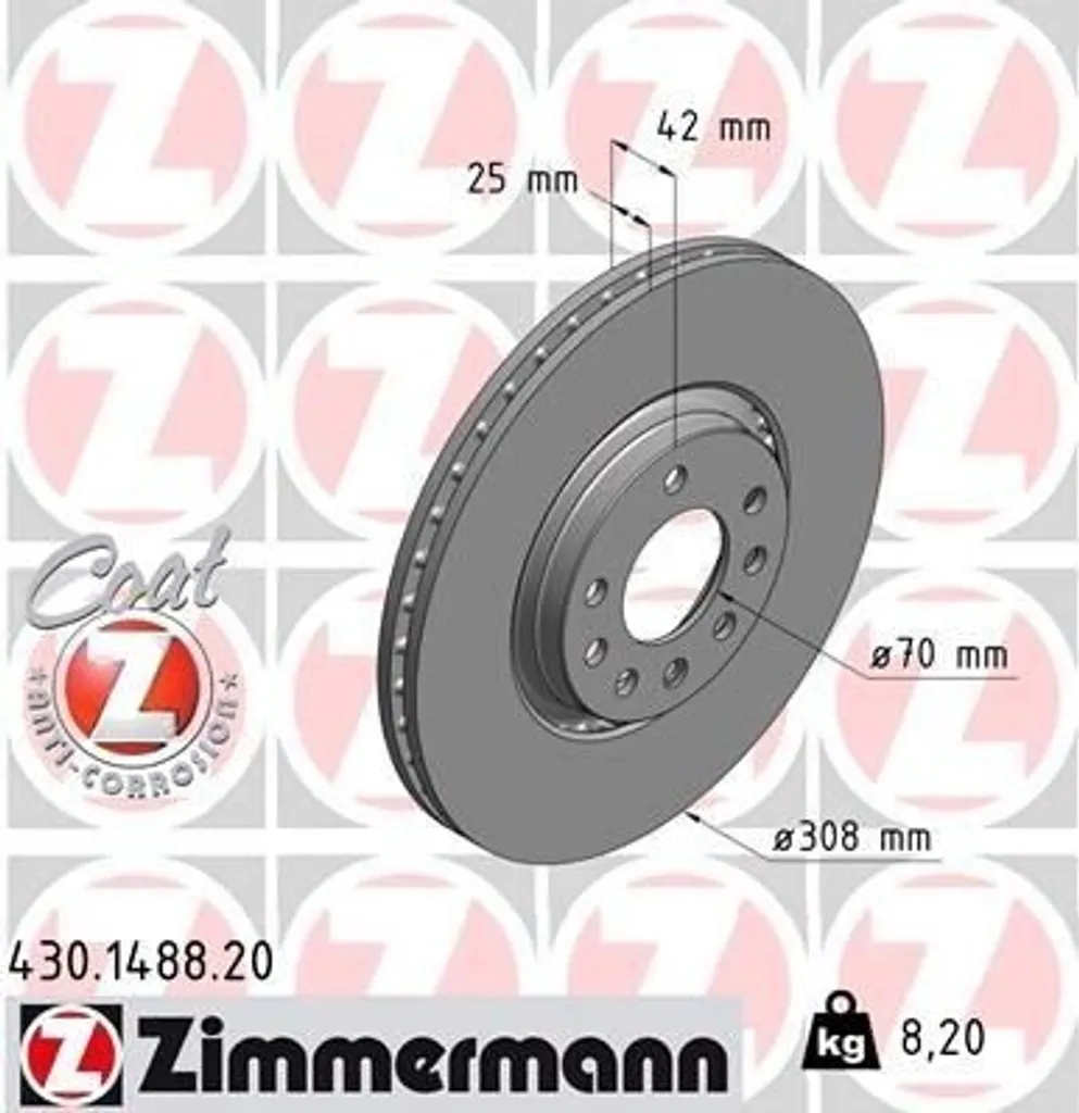 Disque de frein Zimmermann 430.1488.20 haute résistance Astra G