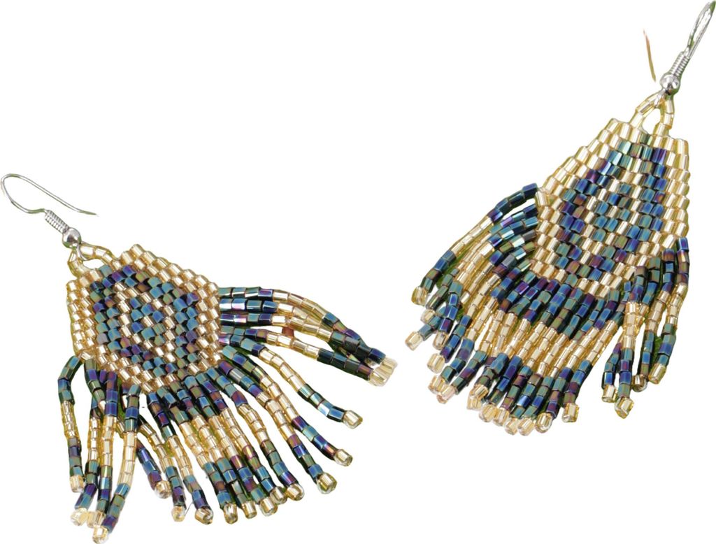 Indigener Schmuck, Boho Ohrringe, Ethno Perlenohrringe - Petrol, Blau, Glasperlen, 7*3 cm, Ohrringe + Ohrstecker Modeschmuck