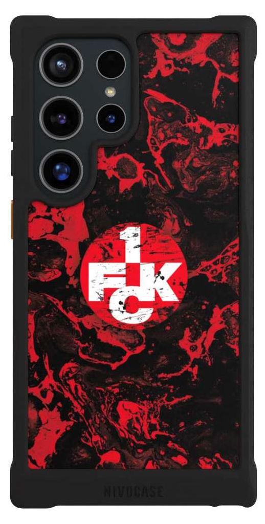 NIVOCASE Hülle für Samsung Galaxy S24 Ultra Stoßfeste Handyhülle NIVOmax Case Schwarz 1. FC Kaiserslautern 1. FCK Logo