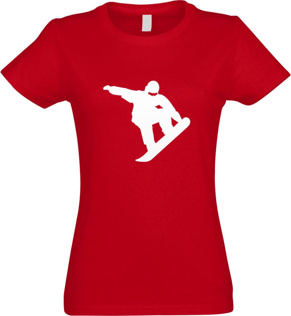 Kiwistar - T-Shirt tailliert - Damen - rot - Snowboarding Sportler Figur - mit Motiv Bedruckt - Funshirt Design - Sport - Freizeit - Damen - S