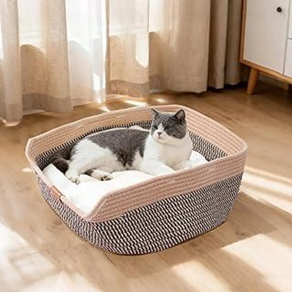 Cuccia Gatto Resistente ai Graffi | Cesto Cotone 40cm Lavabile Nero