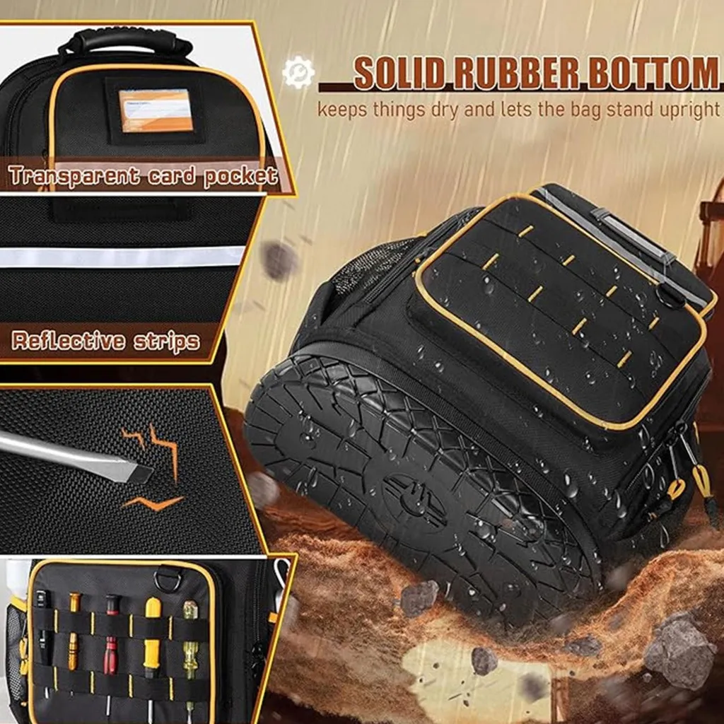 Sac à outils compartimenté en tissu Oxford avec base renforcée stable - 18