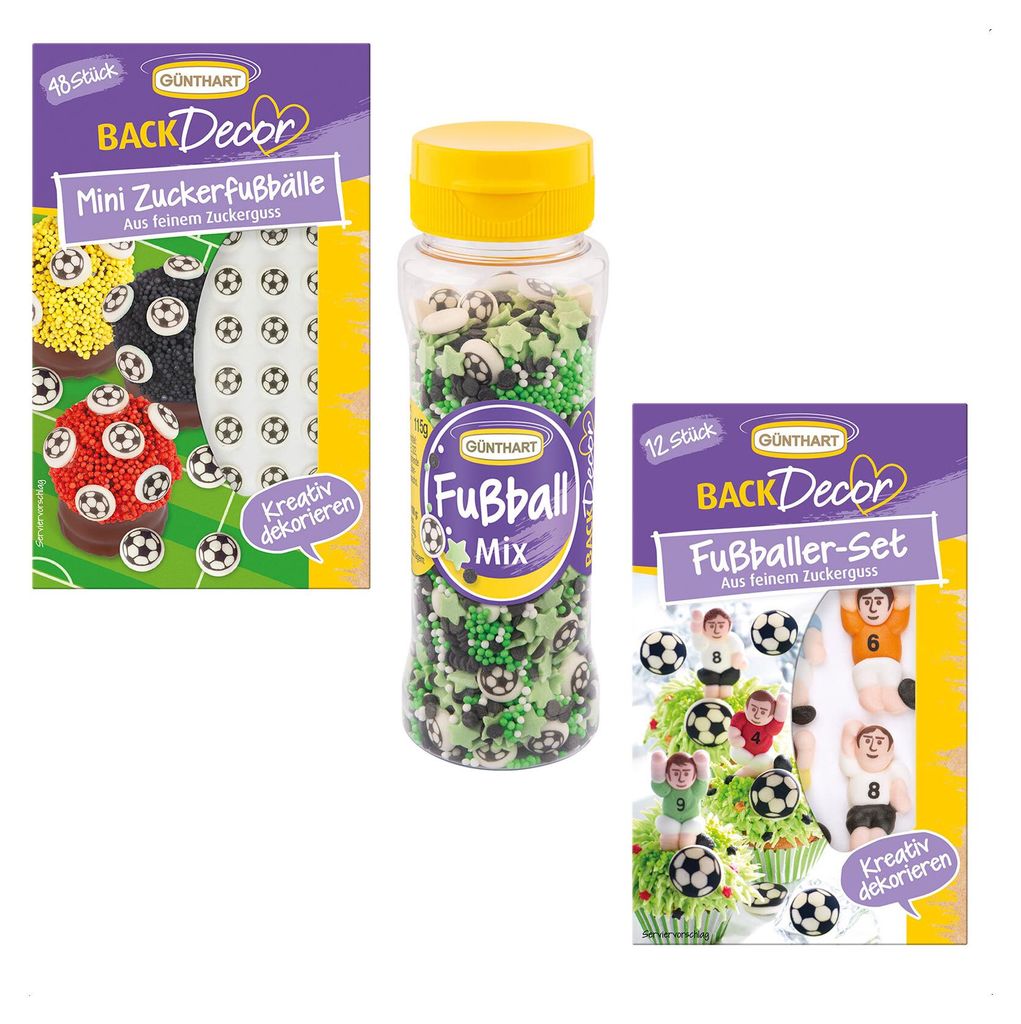 BackDecor Fußball Set 48 Mini Fußbälle, Zucker Fußballer Produktbild 
