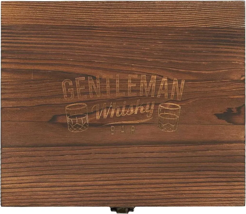 Mantello Set Regalo Whisky Per Uomo: 2 Bicchieri In Acciaio, 6 Pietre Refrigeranti, Pinza E Sottobicchieri In Scatola Legno