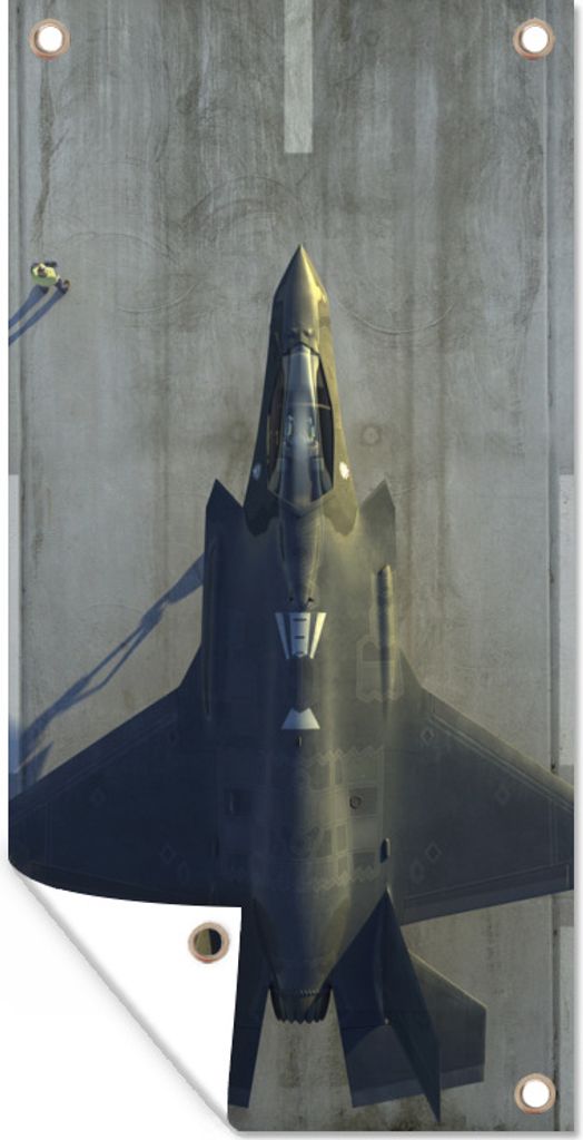MuchoWow 40x80 cm Outdoor-Poster Gartendeko Sichtschutz Garten Poster für den Garten Der F-35 Lightning II Jet am Boden