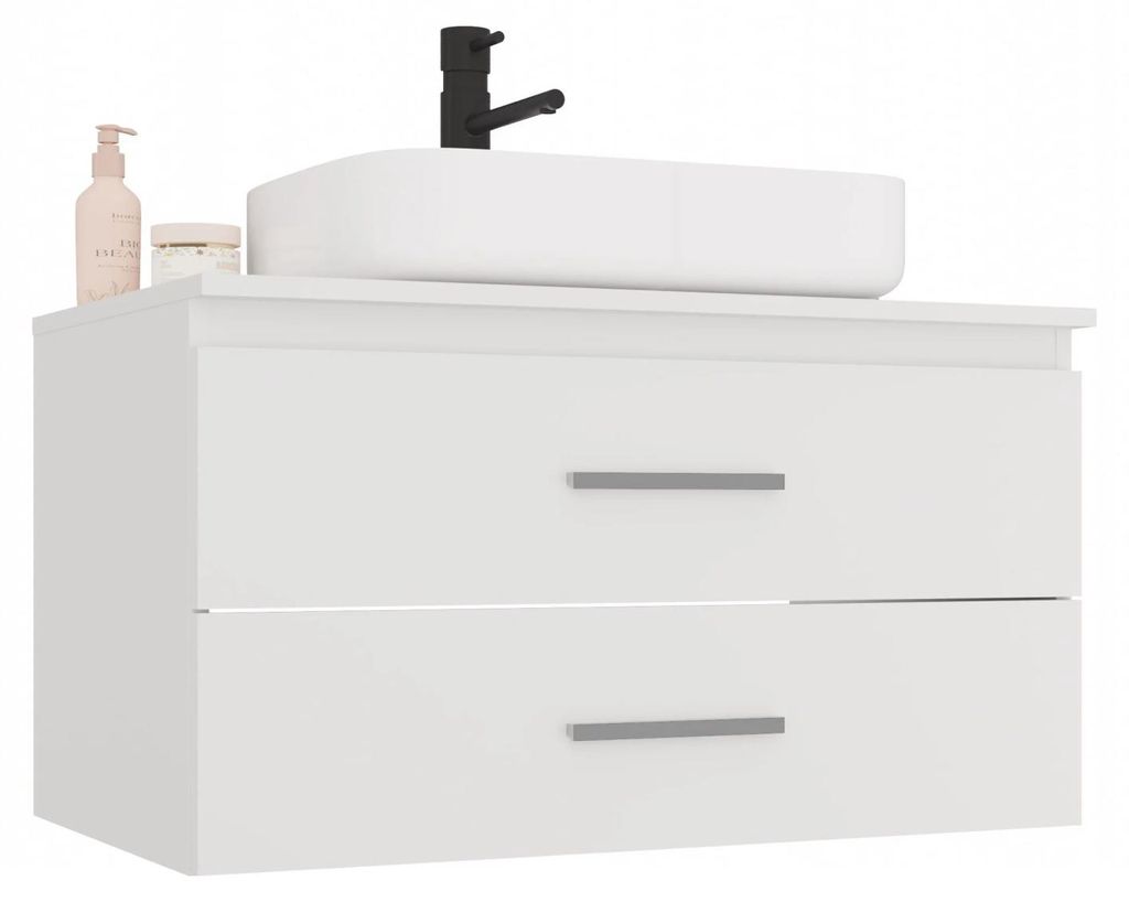 Mobiletto da bagno NEL 80, bianco, sospeso, 2 cassetti, 80 Immagine del prodotto 