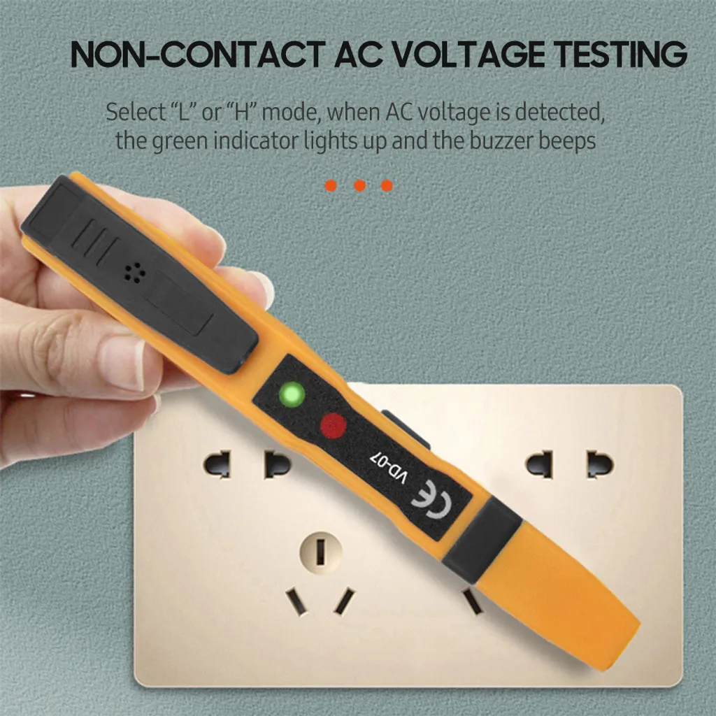 Penna tester di tensione AC senza contatto AC 70-250V DC 250V Rilevatore portatile NCV con doppio allarme sonoro e luminoso, riconoscimento di zero/fili in tensione, rilevamento del punto di interruzione, controllo del livello della batteria - 7