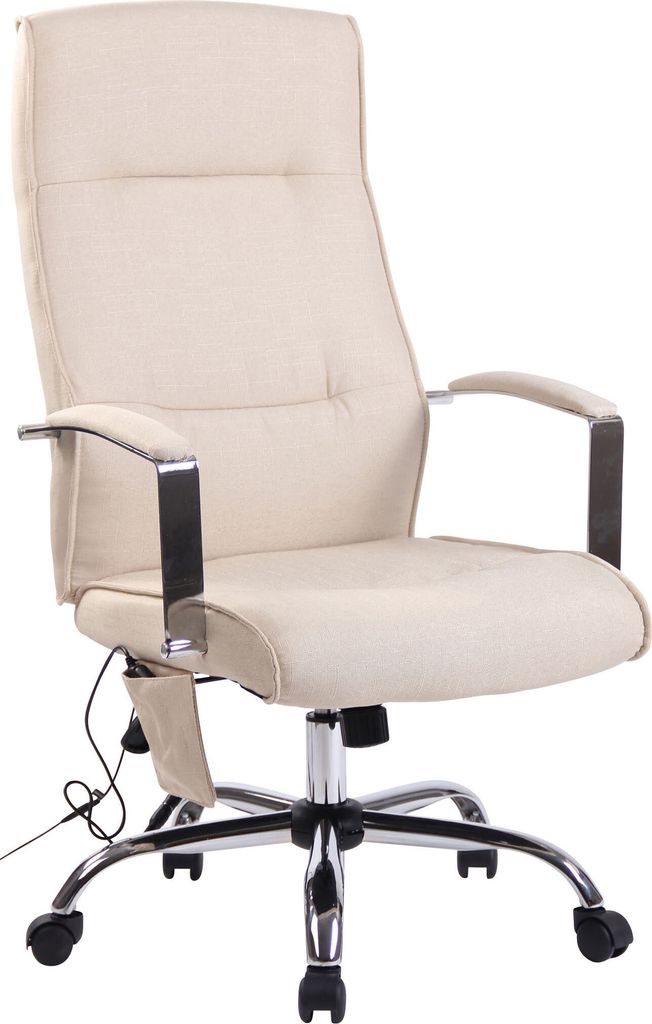 CLP Bürostuhl Portland mit Massagefunktion höhenverstellbar mit Kunstlederbezug Oder Stoffbezug,creme Stoff
