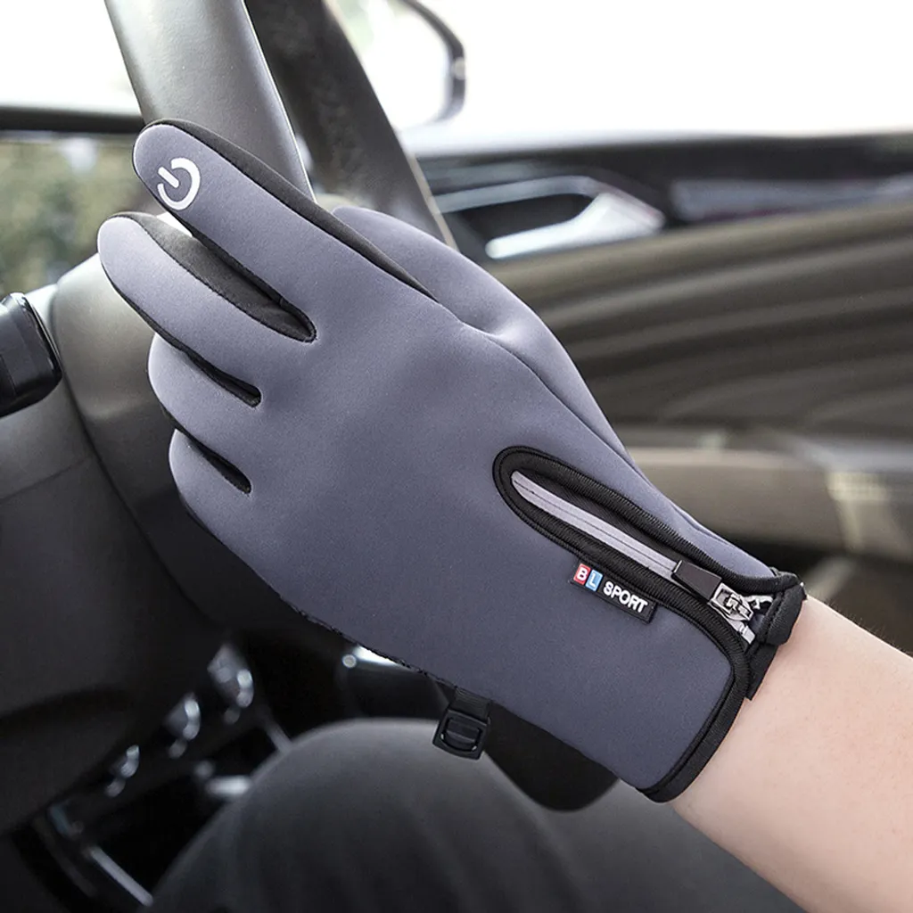 Guanti Moto Termici Grigio M: Antiscivolo e Interno in Pile per Inverno