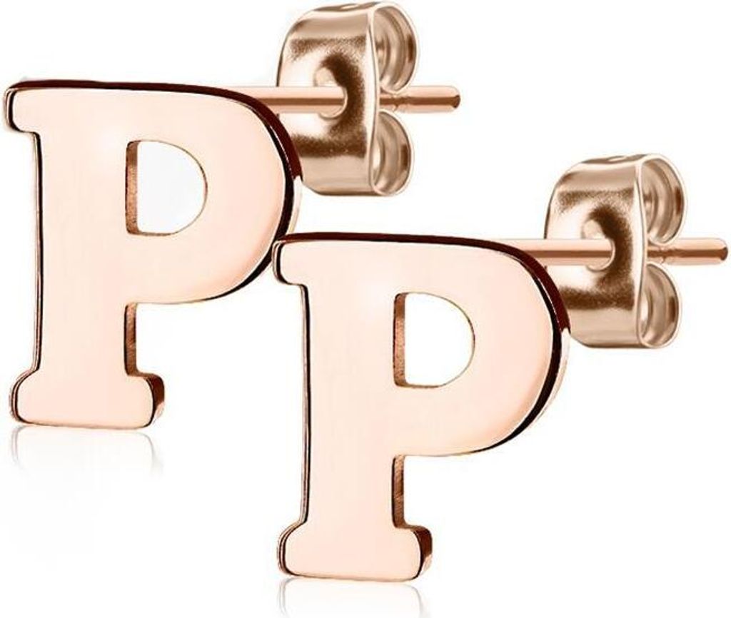 P Ohrstecker Buchstaben Rosegold aus Edelstahl Damen