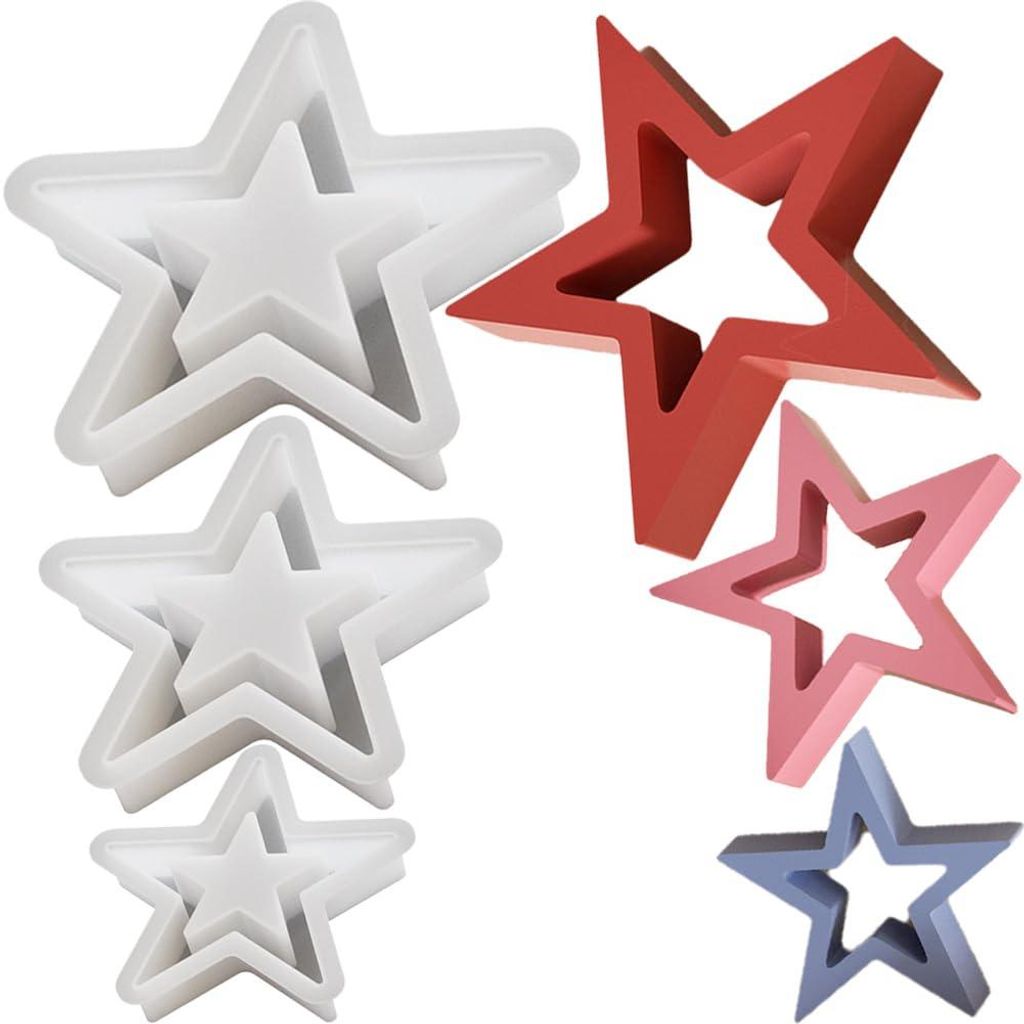 Silikonformen, Gießformen, Weihnachtsstern, 3-teiliges Silikonformen-Set für einen Stern, ideale Formen für Kerzen, Bastelprojekte, Gipsfiguren ...