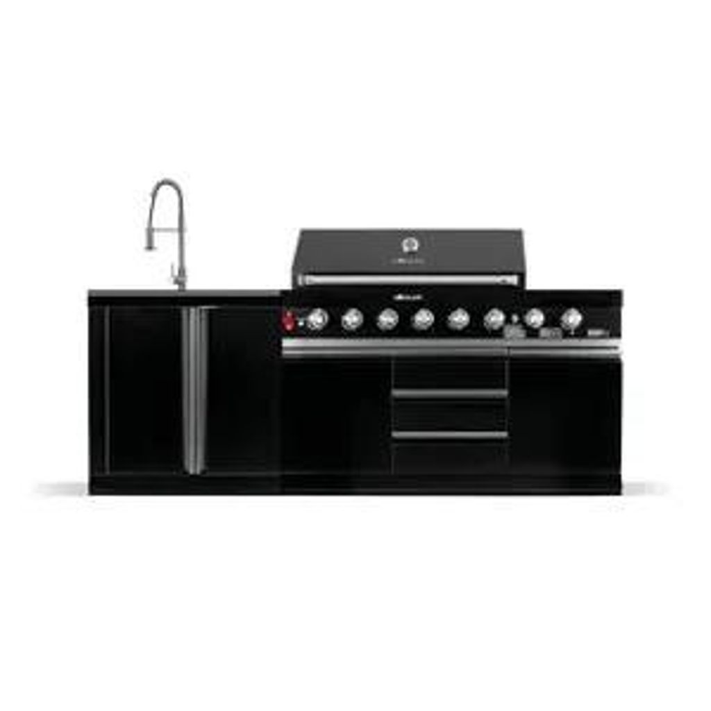 GORILLER BLACKBACK S3 Outdoor-Küche, XXL-Gasgrill mit Waschbecken, Edelstahl, Schwarz
