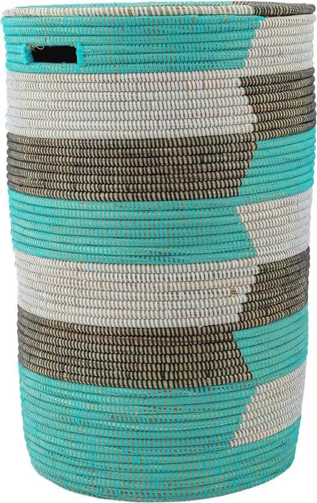Grand Panier à Linge en Osier Tressé avec Couvercle - Corbeille 60L