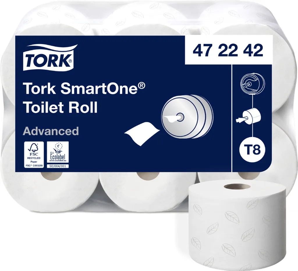 Rouleau de papier toilette SmartOne TORK T8 grande autonomie 2 épaisseurs