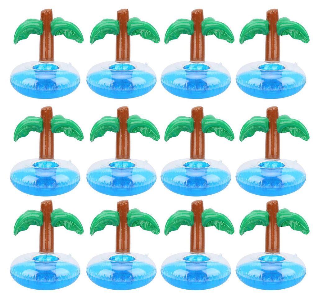 12 Stück Kokosnussbäume, aufblasbarer Pool-Getränkehalter, Strand-Party-Cup-Dekoration