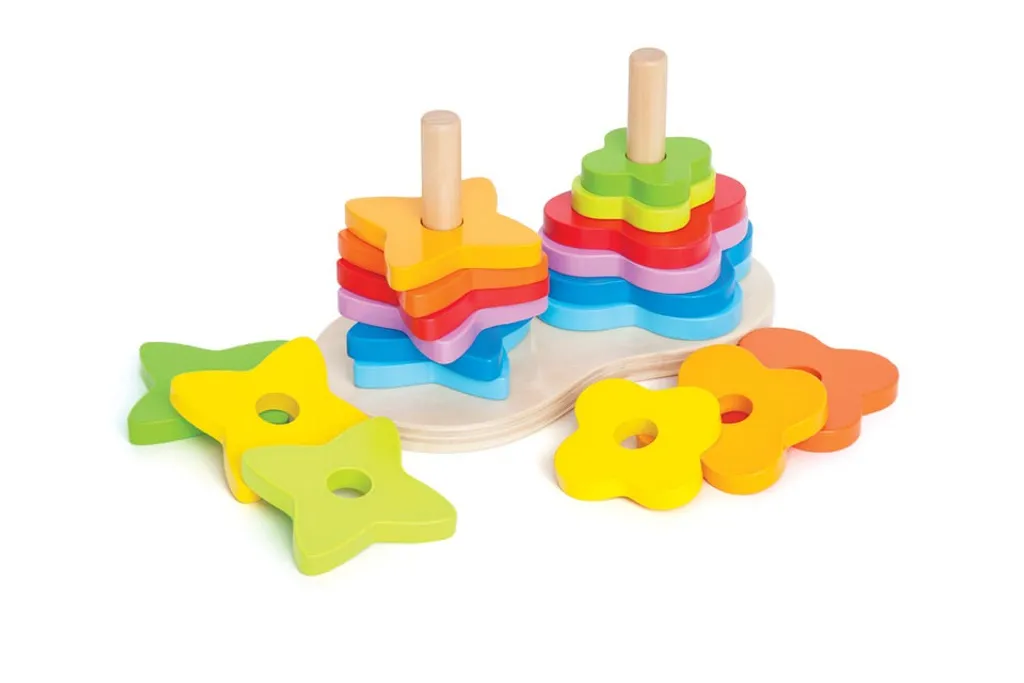 Hape E0406 : Jeu de Tri et d'Encastrement en Bois Arc-en-Ciel