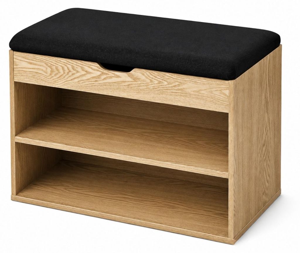 Scarpiera marrone con seduta LEVA, 60 x 30 x 47 cm Immagine del prodotto 