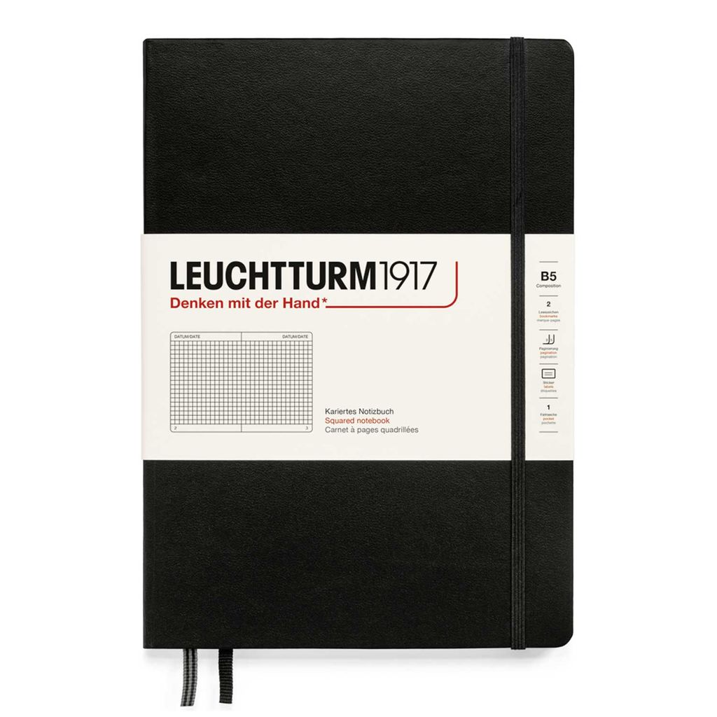 Leuchtturm1917 Notizbuch B5 Hardcover schwarz kariert