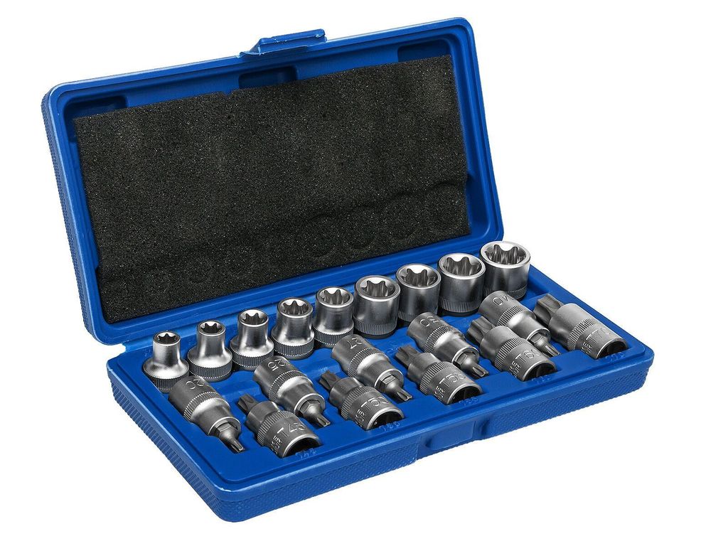 TORX Bitsatz Bitset Steckschlüssel Stecknüsse Nüsse 1/2" 19tlg (NAS-TX-19FT)