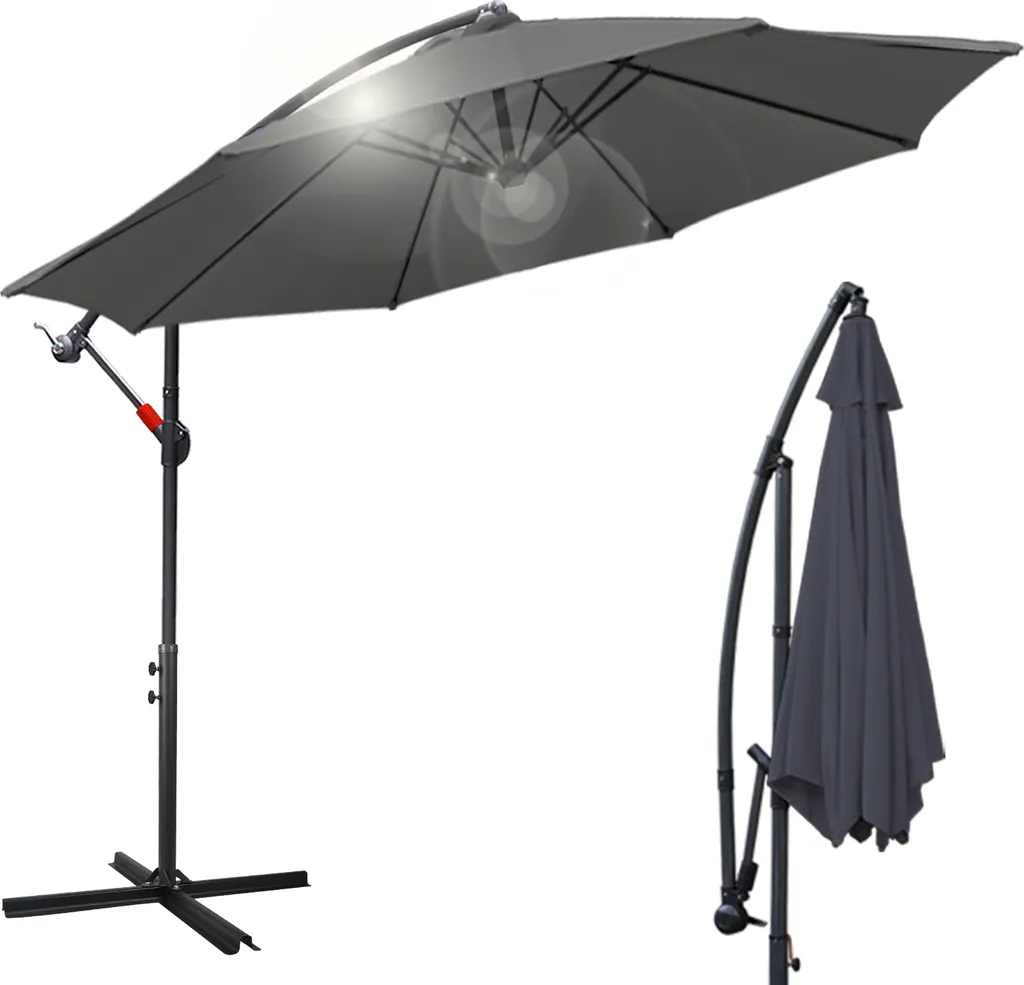 Ombrellone Decentrato TolleTour 350cm Grigio - Design Moderno Outdoor