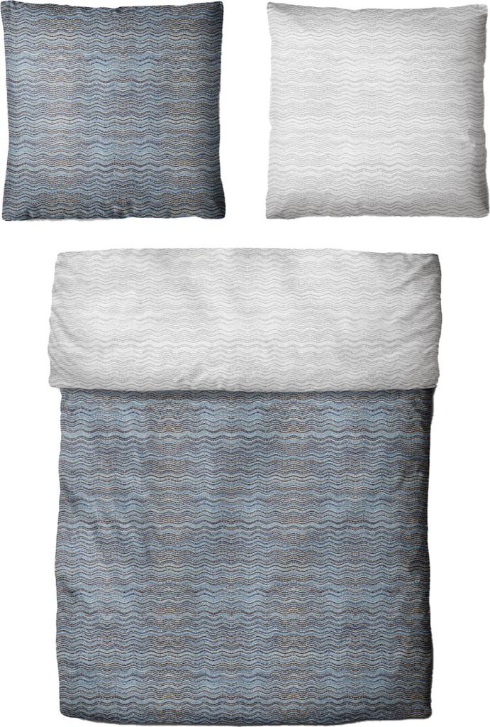 Traumschloss Micro Flanell Bettwäsche - Wellen gestreift 155 x 220 cm blau Wellen, gestreift, blau