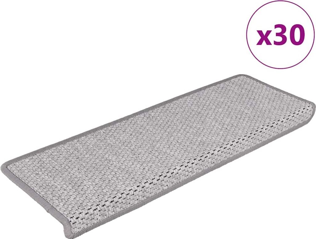 Stufenmatten Selbstklebend Sisal-Optik 30Stk. 65x21x4cm Platina