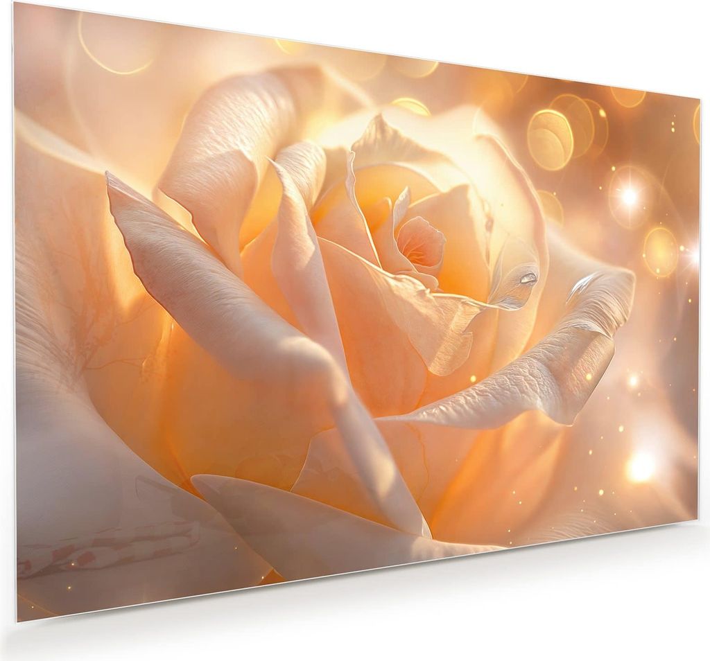 Glasbild 120x80cm in XXL für Wohnzimmer, Schlafzimmer Motiv Leuchtende Blüte