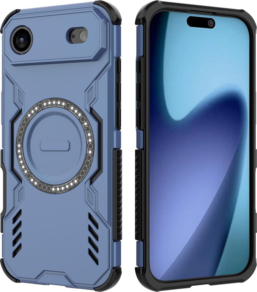 Magnetisch Hülle für iPhone Air, Hybrid PC TPU Bumper Stoßfestes Loch Wärmeableitung Handyhülle Blau