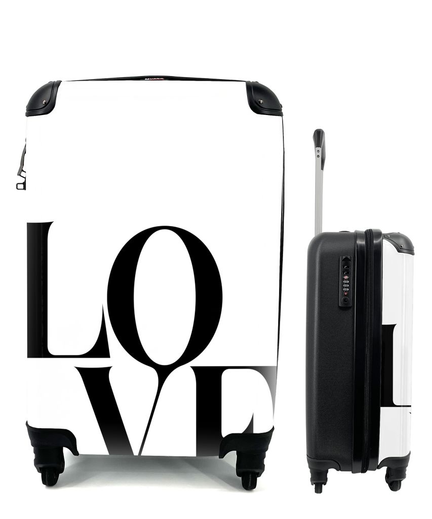 MuchoWow Koffer Handgepäck Trolley Rollkoffer Kleine Reisekoffer mit 4 Rollen - Text - Liebe - Zitate - Cabin Size < 55x40x23 cm & 55x40x20 cm -...