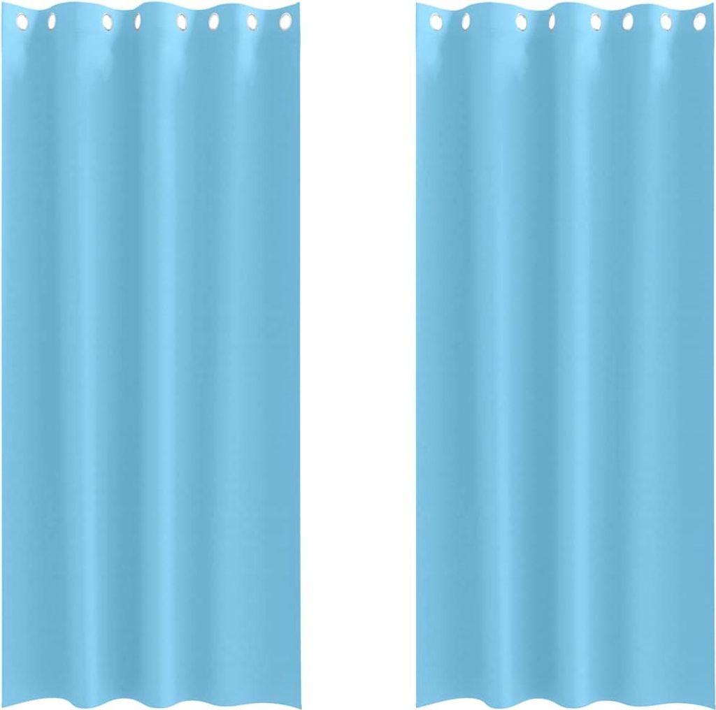 vidaXL Verdunkelungs-Vorhänge mit Ringen 2 pcs Himmelblau 260 x 140 cm