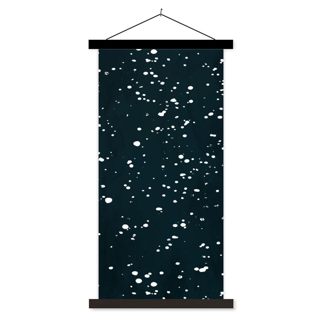 MuchoWow Textilposter Polka dots - Schwarz - Weiß 60x120 cm mit schwarzem Rahmen - Magnete