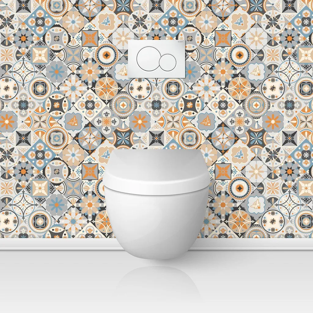 Sticker Crédence pour WC 90x90 - Revêtement Mural Adhésif Décoratif Chic