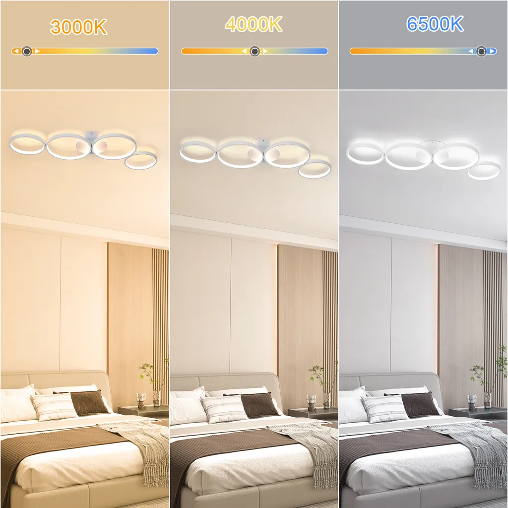 ZMH Plafonnier LED Salon 100cm Dimmable 56W avec Télécommande Design - 5
