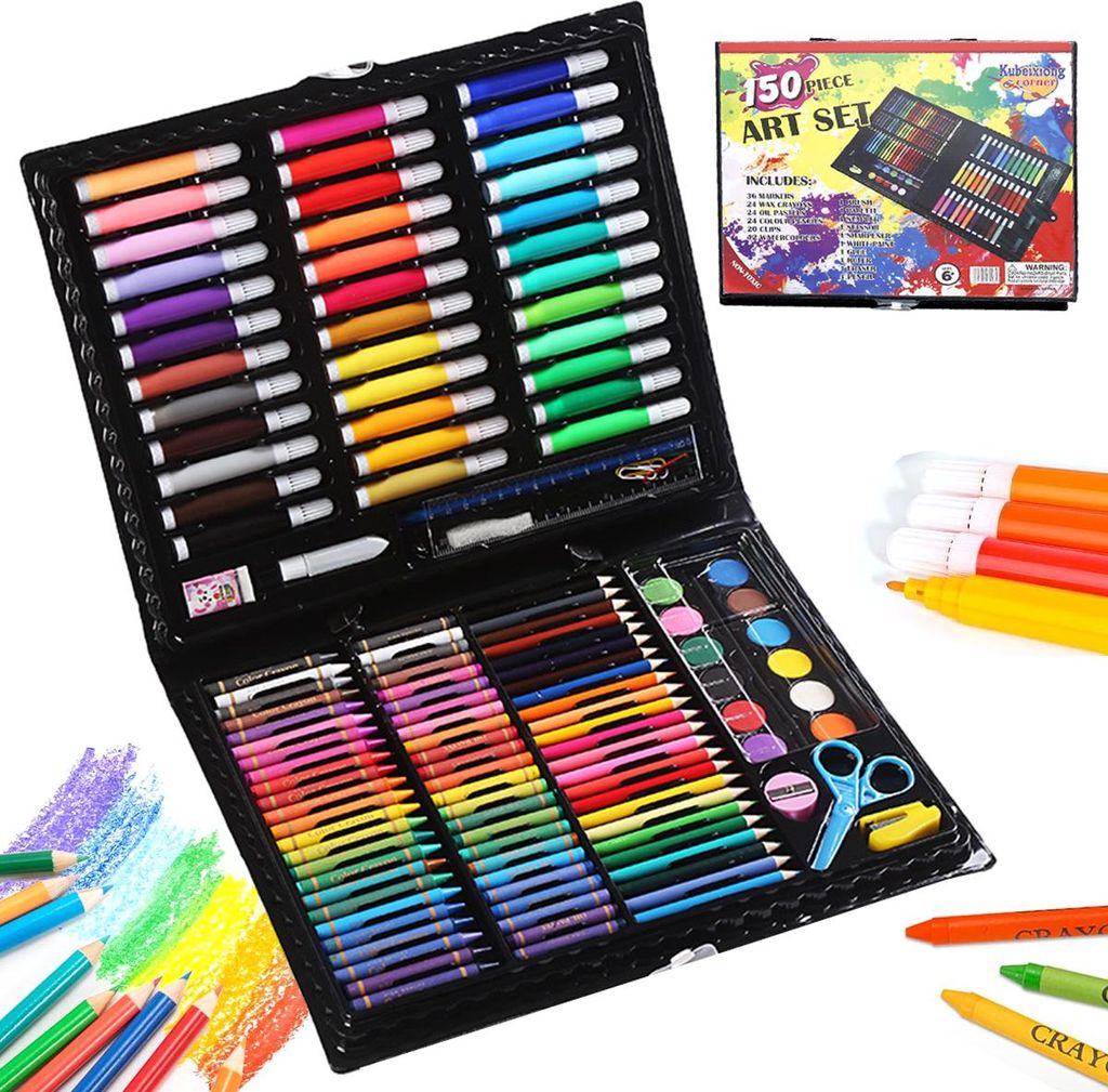 Künstlerbedarf, 150er-Pack Kunstset Zeichensets Malkunst-Kits, Künstlerbedarf für Mädchen, kreative GesKunstbox für Kinder, Mädchen, Jungen, ...