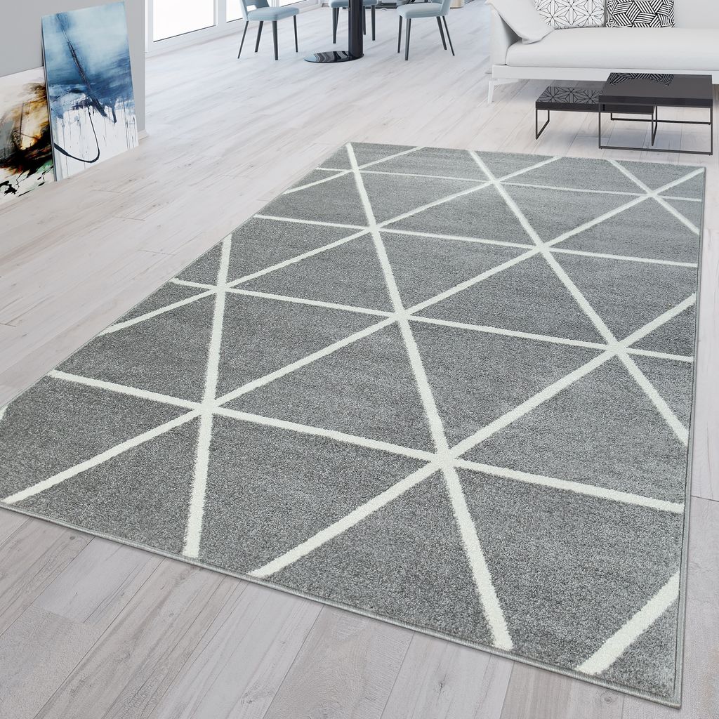 TT Home Wohnzimmer Teppich Kurzflor Wohnzimmer Ethno Design Rauten Design Skandi Design Modern Größe 60x100 cm