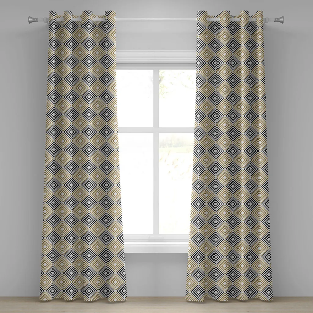 Rideaux pour salon moderne ABAKUHAUS motif géométrique à œillets