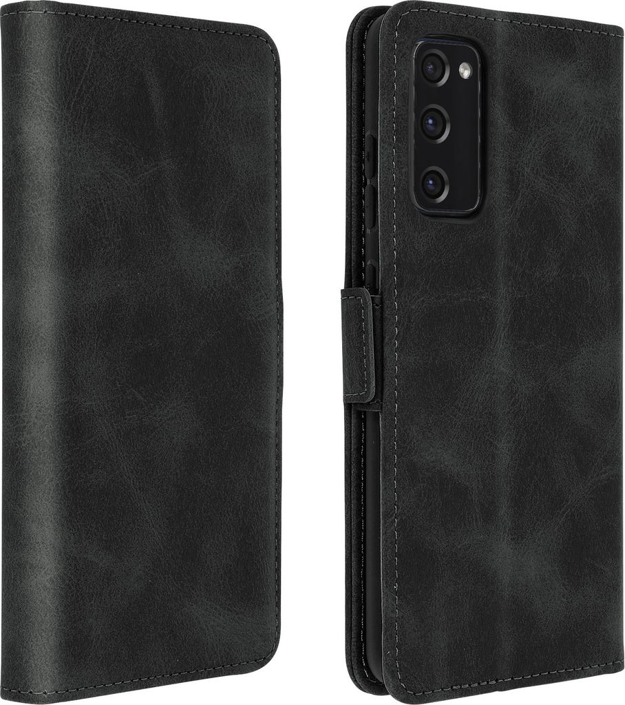 Avizar, Samsung Galaxy S20 FE Vintage Klapphülle mit Portemonnaie, Schwarz