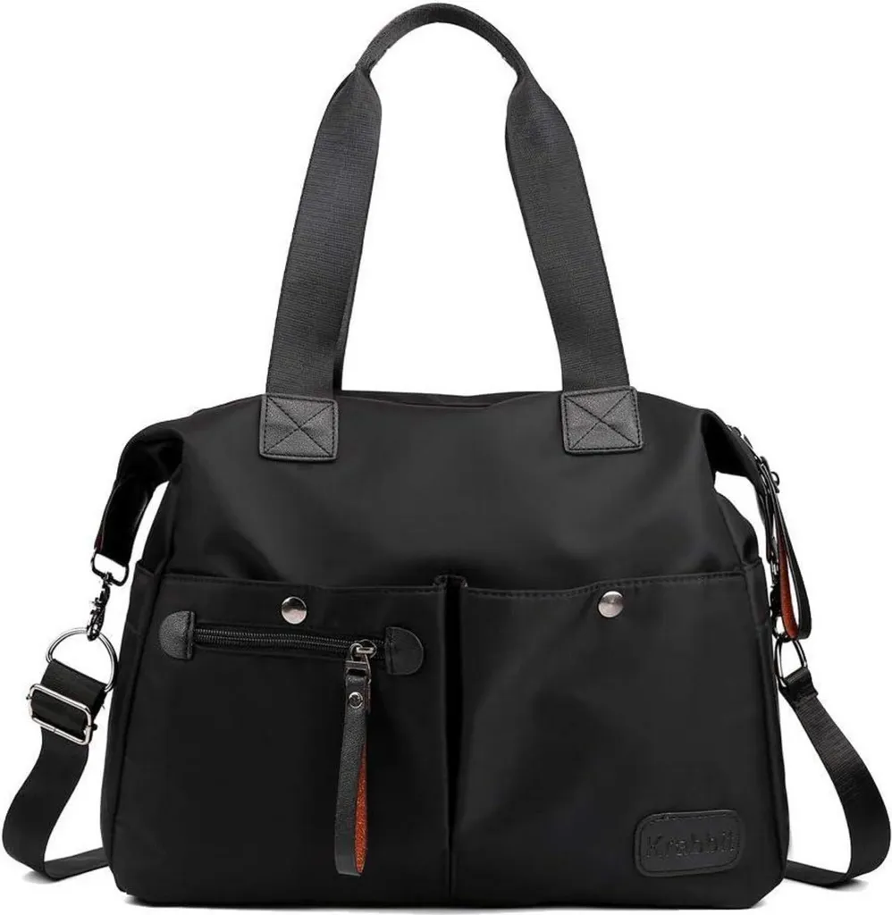 Sac bandoulière hobo demi-lune noir en nylon léger contre mal de dos